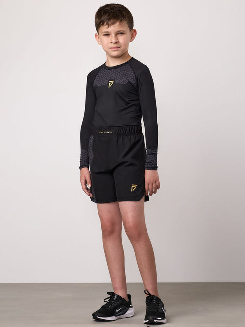 Gym King Black Long Sleeve Combat Rash Guard T-Shirt image 1