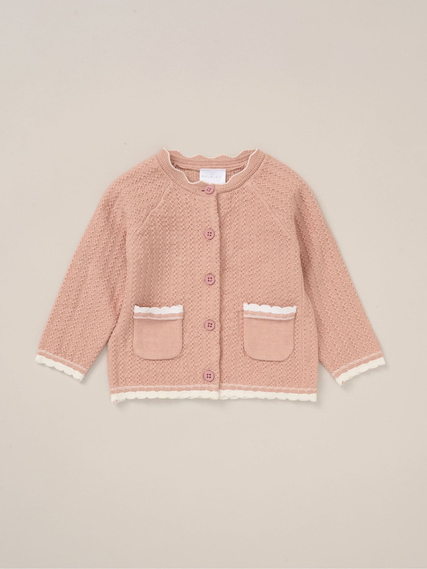 Rock-A-Bye Baby Boutique Pink Cardigan Woven Dobby Shorts Headband And Tights Outfit Set image 2