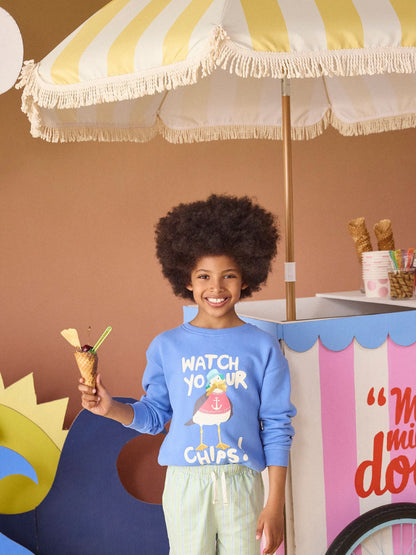 Dsiney Kidz - Joules Boys' Artwork Blue Screenprint Sweatshirt image 1