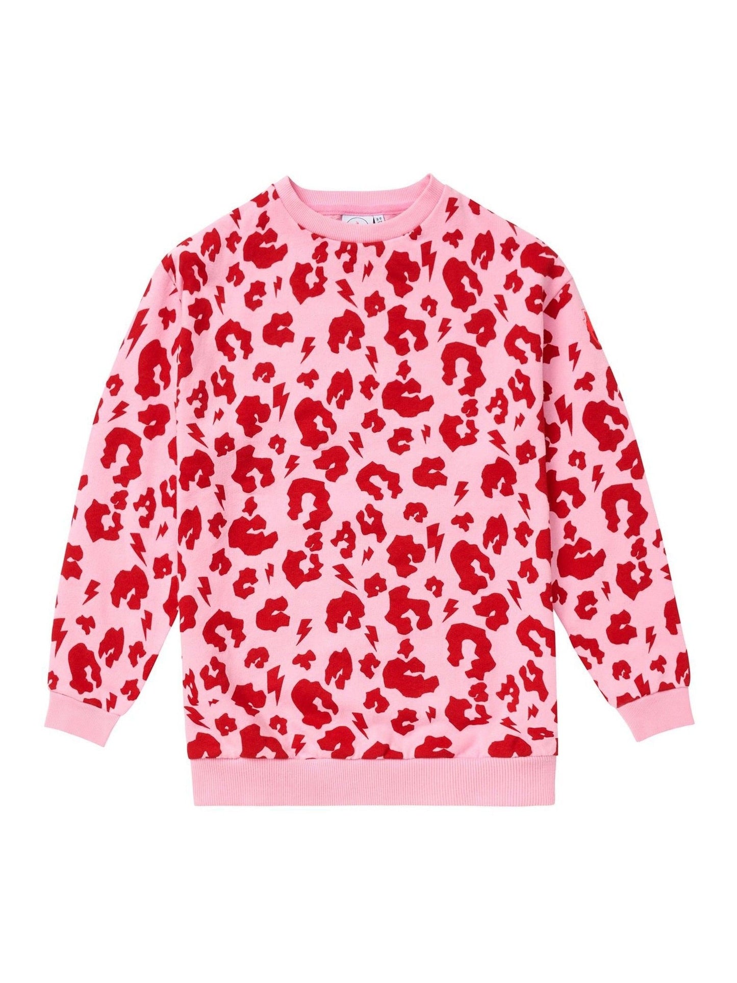 Dsiney Kidz - SCAMP & DUDE Pink Kids Oversized Sweatshirt Leopard & Lightning Bolt image 1