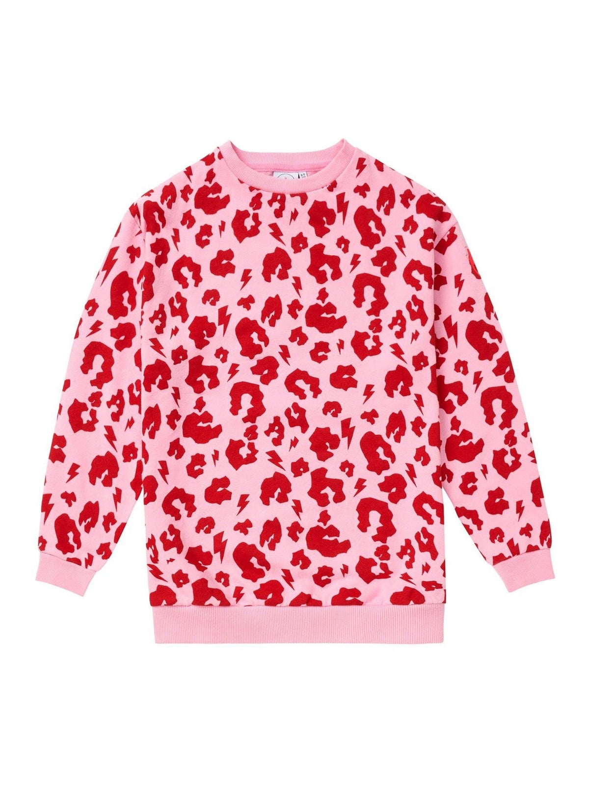 Dsiney Kidz - SCAMP & DUDE Pink Kids Oversized Sweatshirt Leopard & Lightning Bolt image 1