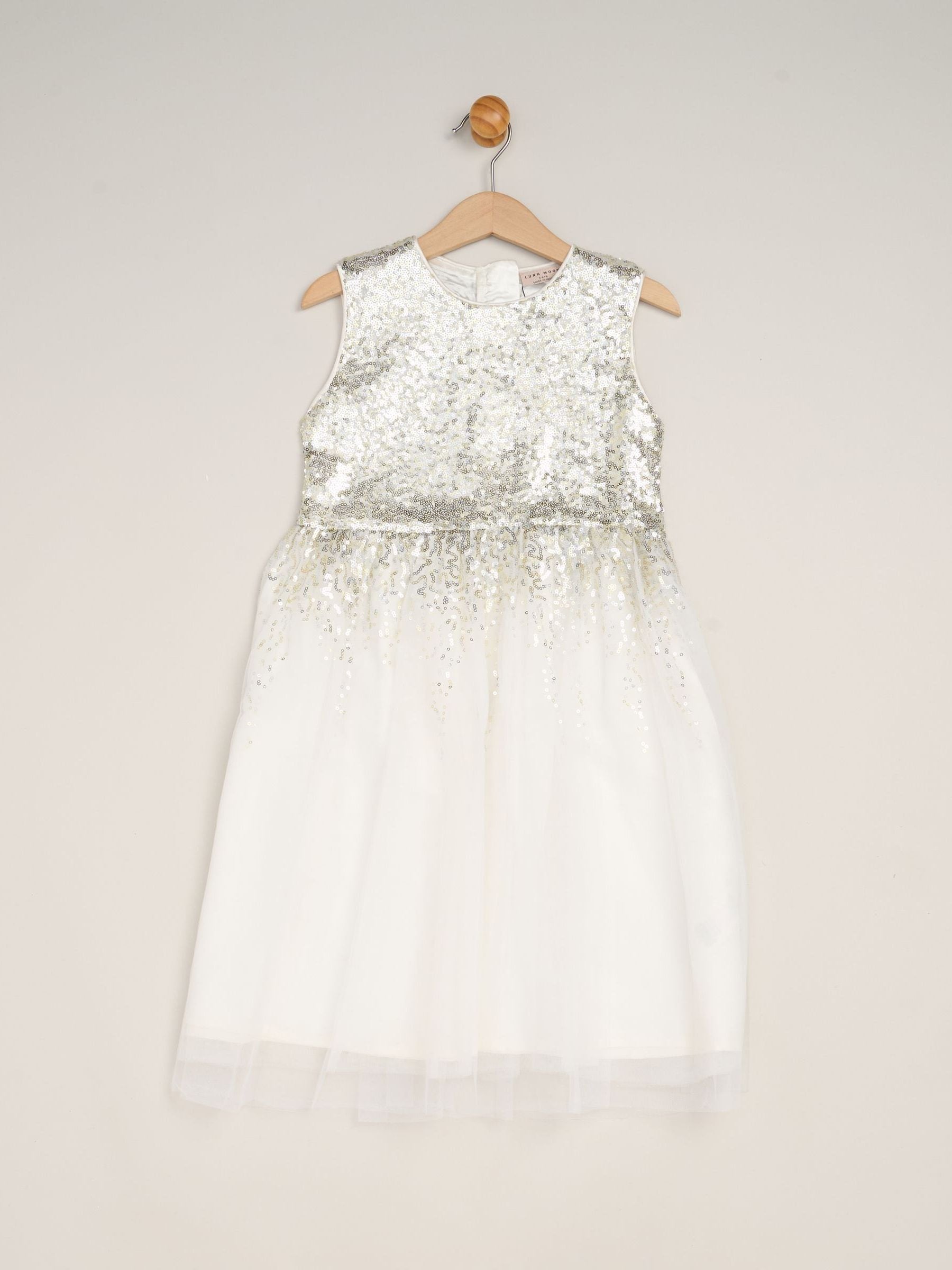 Miss White Waterfall Sequin Dress And Faux Fur Bolero Set image 3