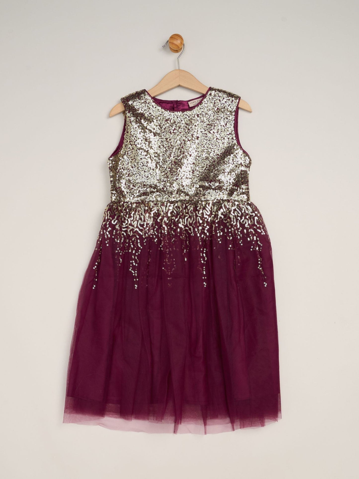 Miss Dark Pink Waterfall Sequin Dress And Faux Fur Bolero Set image 3