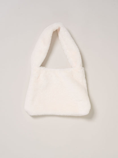 Miss White Faux Fur Gilet Bag Rib Top And Skirt Set image 3