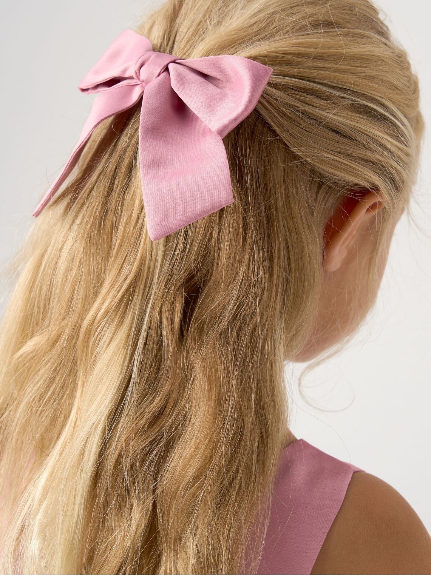Miss Pink Satin Shift Dress Faux Fur Cardigan and Bow Clip Set image 2