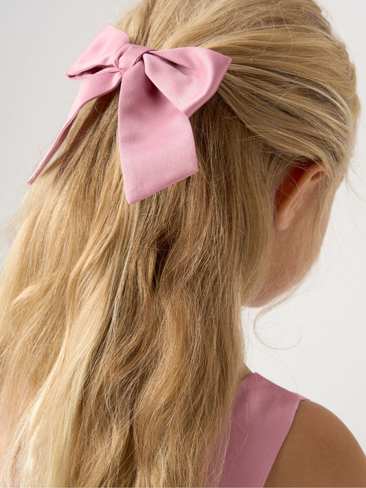 Miss Pink Satin Shift Dress Faux Fur Cardigan and Bow Clip Set image 2