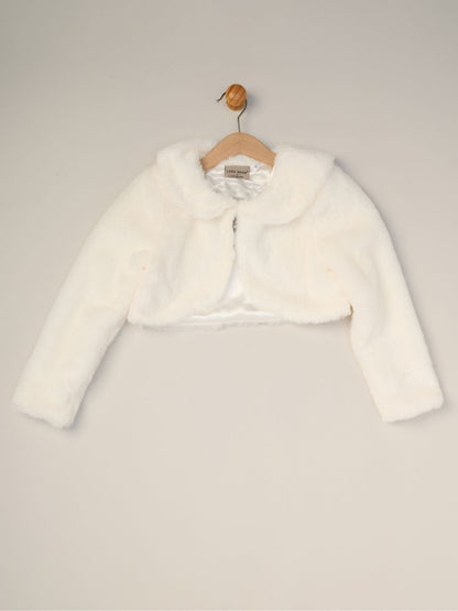 Miss Pink Satin Shift Dress Faux Fur Cardigan and Bow Clip Set image 5