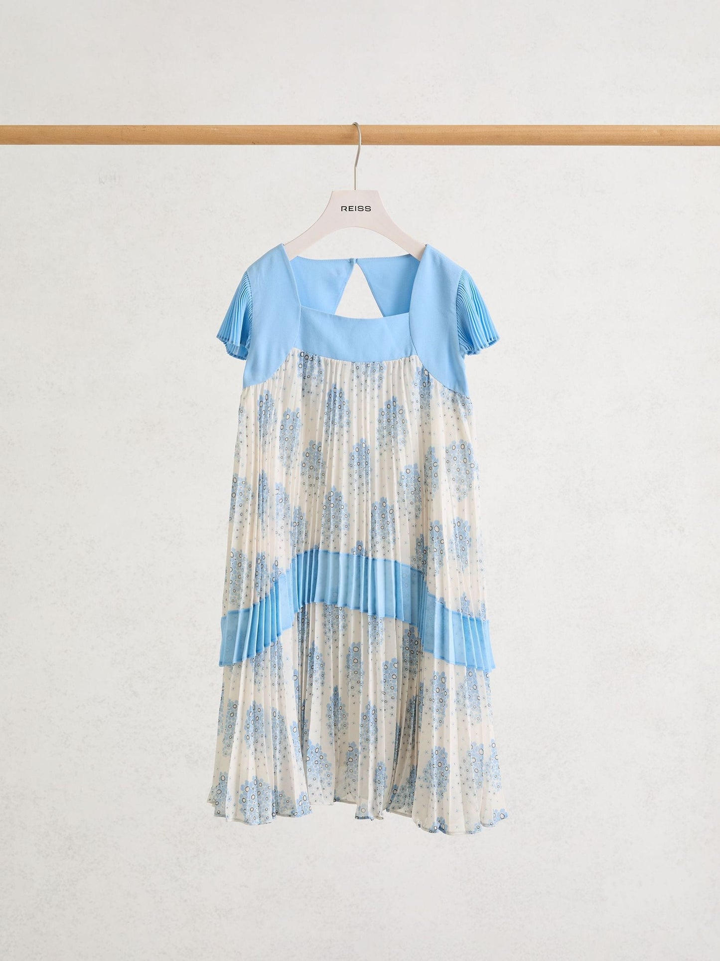 Reiss Pale Blue Nadine 9-13 yrs Floral-Print Pleated Dress image 1