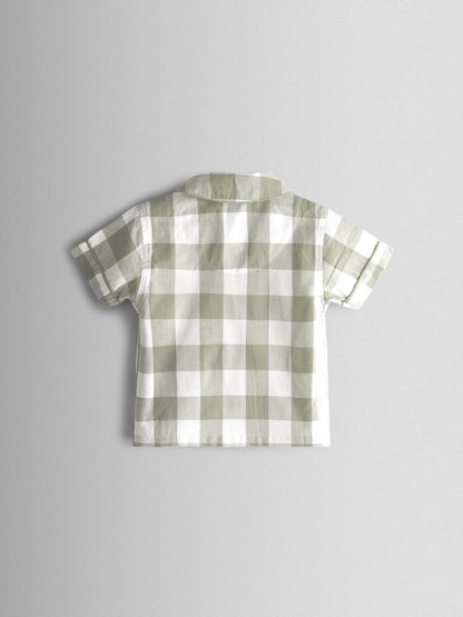 JoJo Maman Bébé Green Tractor Gingham Embroidered Woven Classic Pyjamas - image 3