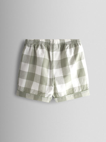 JoJo Maman Bébé Green Tractor Gingham Embroidered Woven Classic Pyjamas - image 5