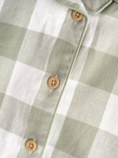 JoJo Maman Bébé Green Tractor Gingham Embroidered Woven Classic Pyjamas - image 7
