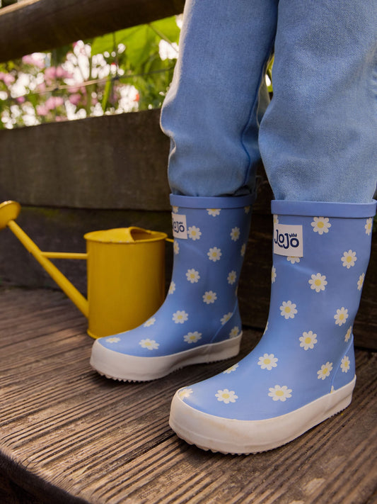 JoJo Maman Bébé Blue Daisy Print Wellies image 1