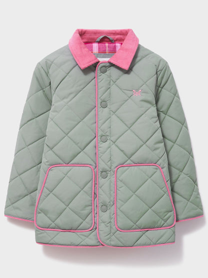 Dsiney Kidz - Crew Clothing Green Cord-Collar Diamond-Quilt Jacket image 1