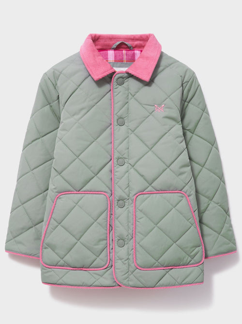 Dsiney Kidz - Crew Clothing Green Cord-Collar Diamond-Quilt Jacket image 1
