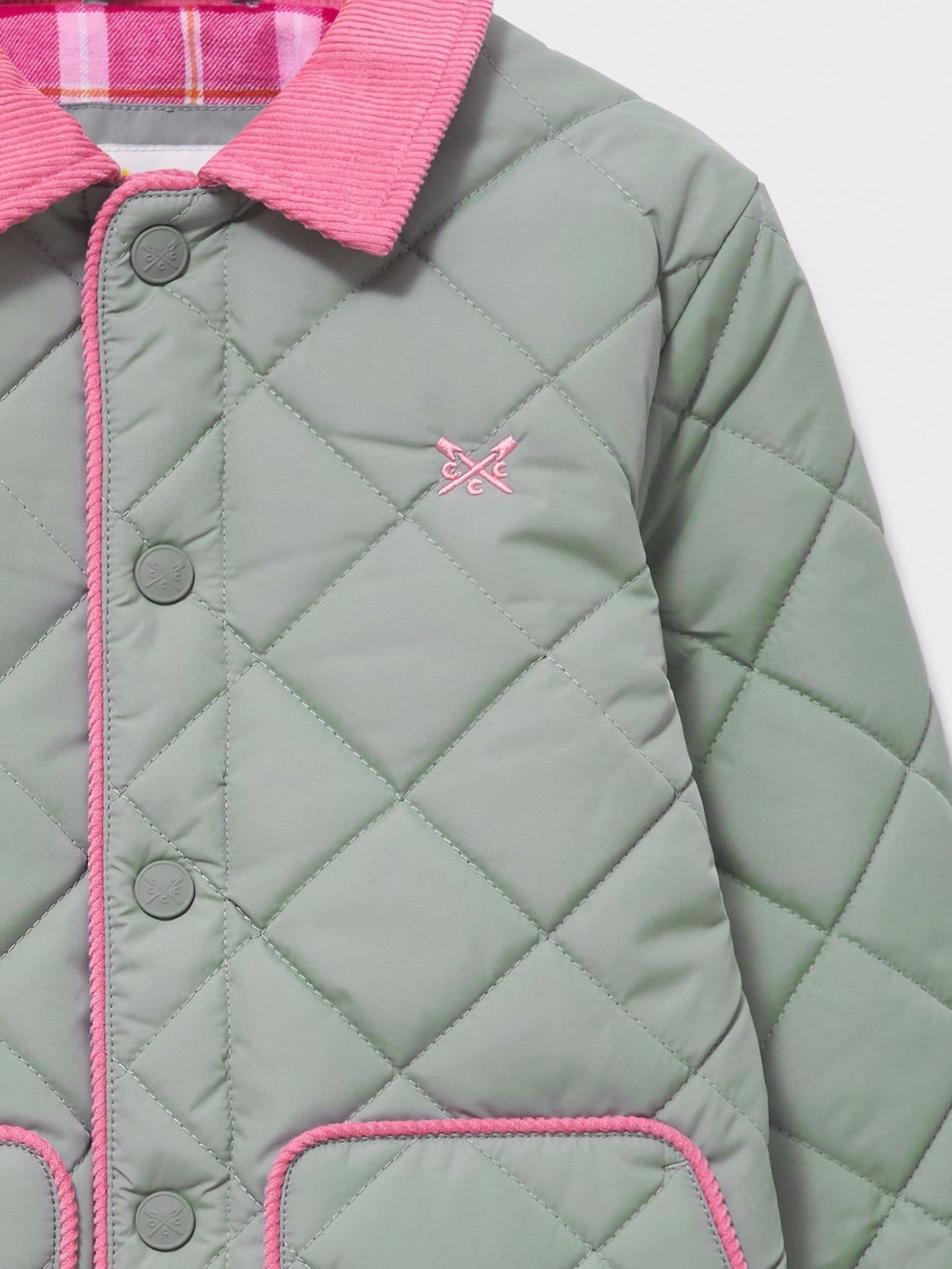 Dsiney Kidz - Crew Clothing Green Cord-Collar Diamond-Quilt Jacket image 3