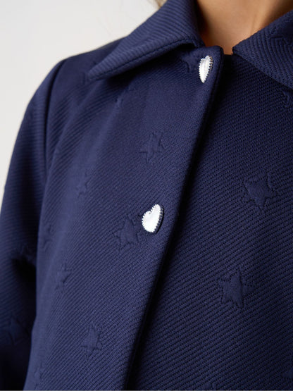 Miss Blue Jacquard Star Jacket And Sequin Dress Set image 4