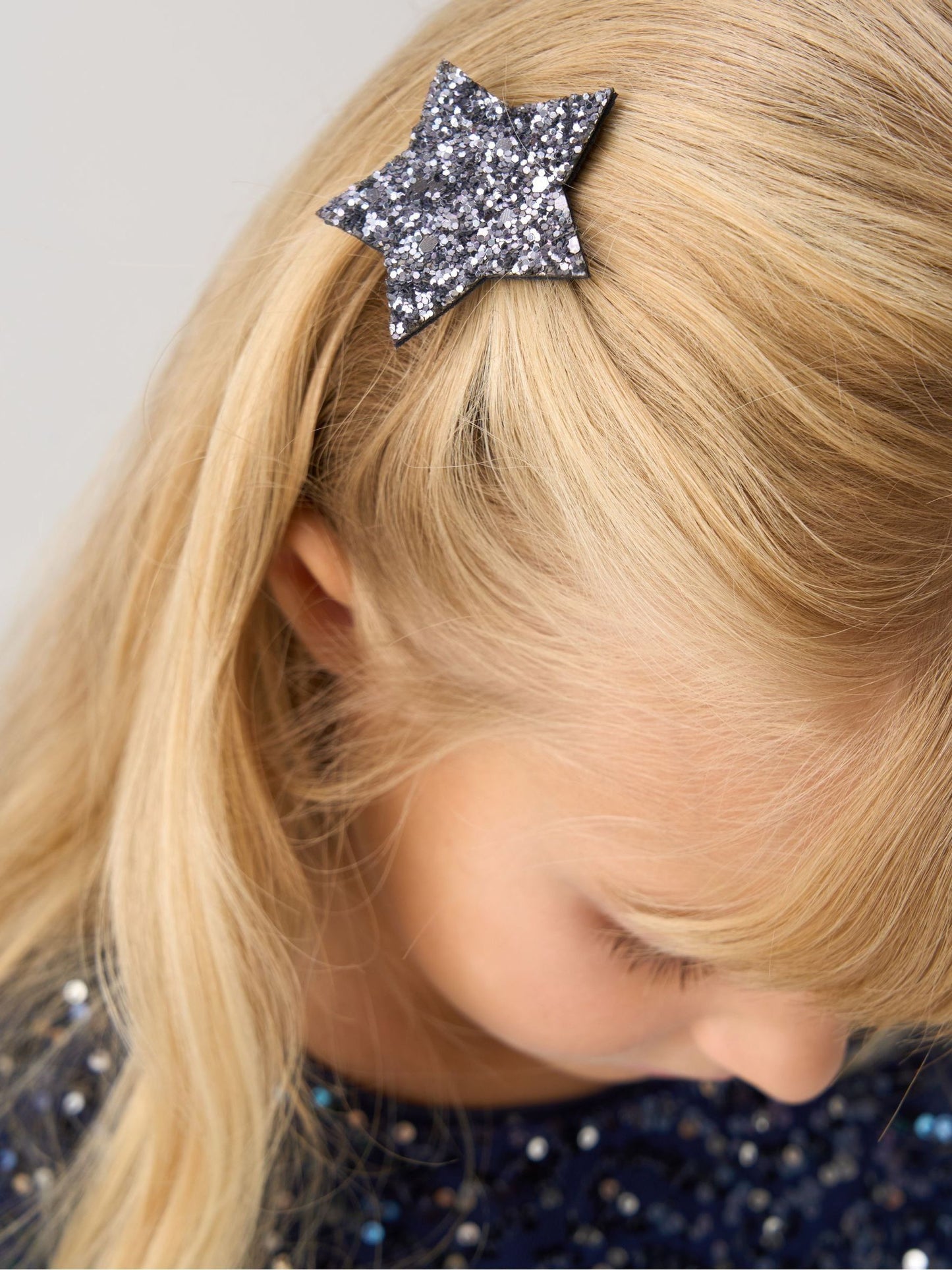 Miss Blue Jacquard Star Jacket And Sequin Dress Set image 5