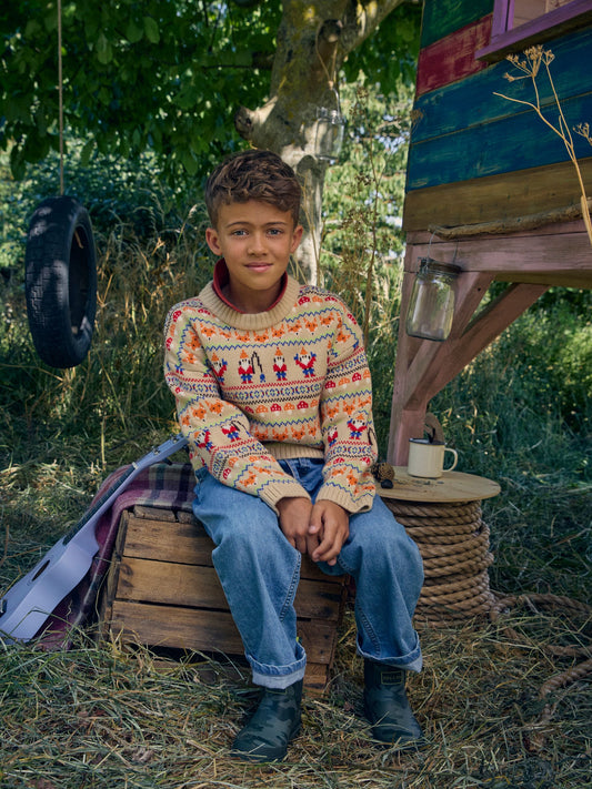 Joules Boys' Radlie Oat Fair Isle Knit Jumper - image 1