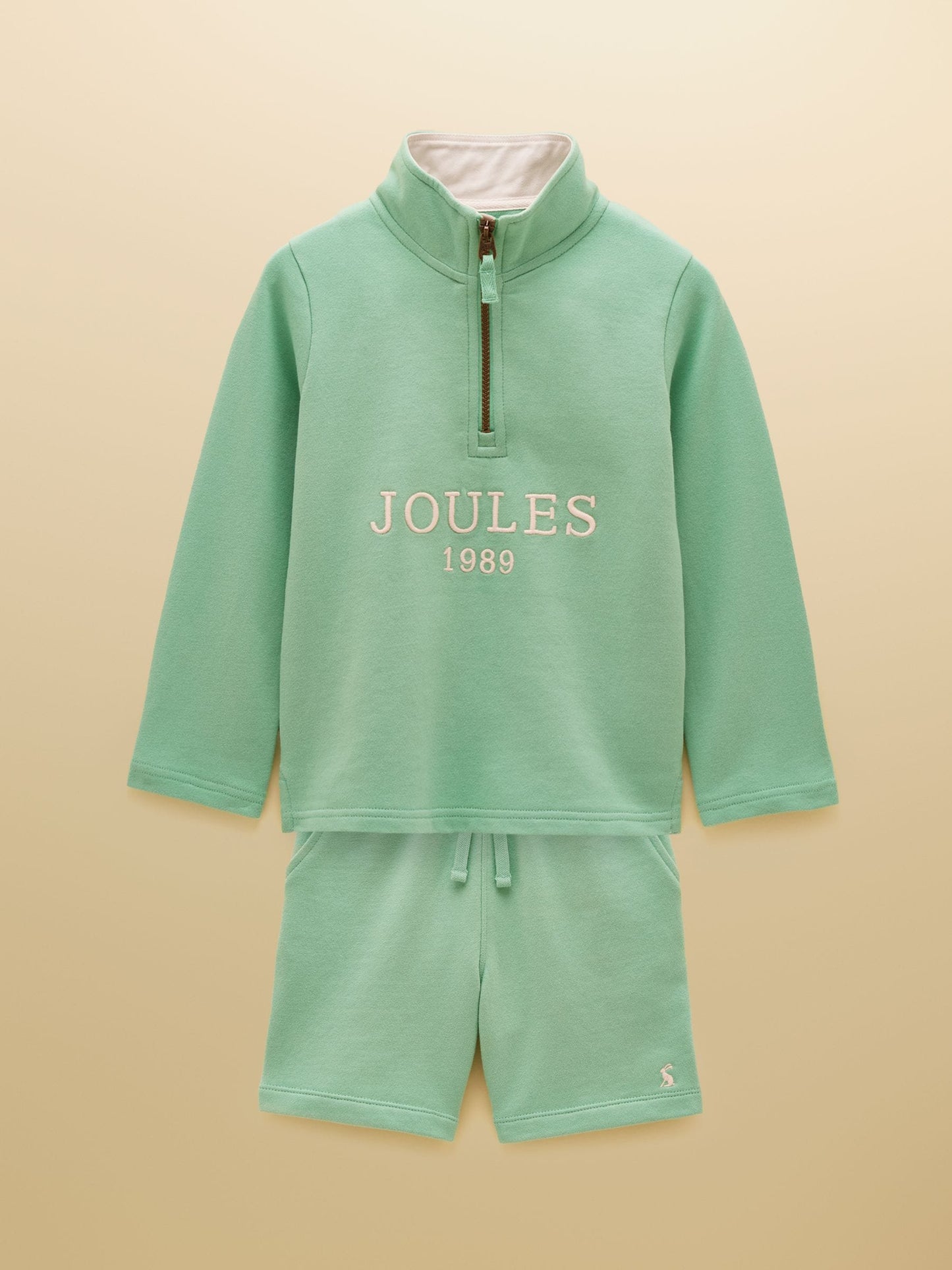 Joules Kids' Green Quarter Zip Sweatshirt and Shorts Set image 1