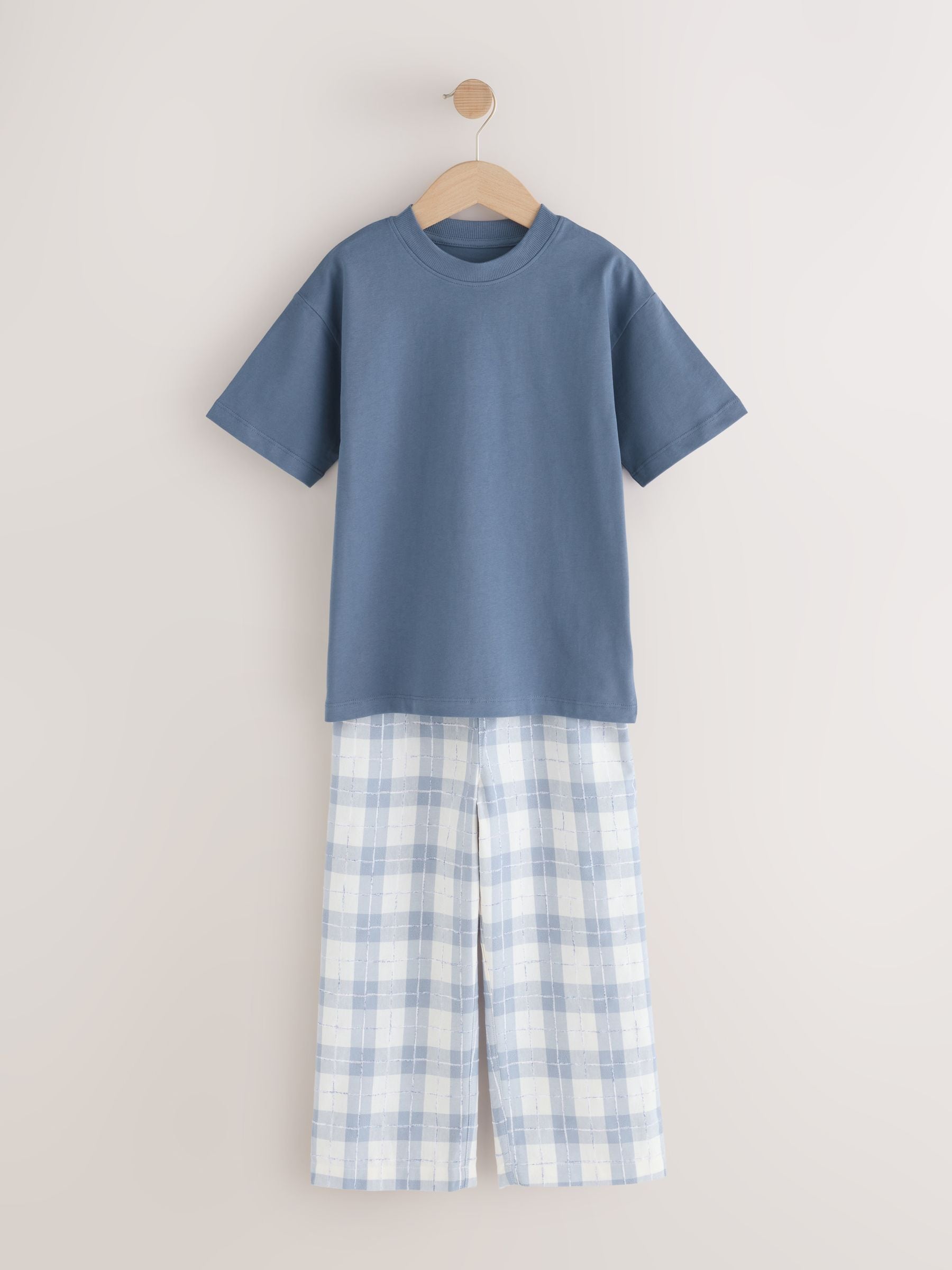 Blue/White Single Woven Check Pyjamas (1.5-16yrs) image 4