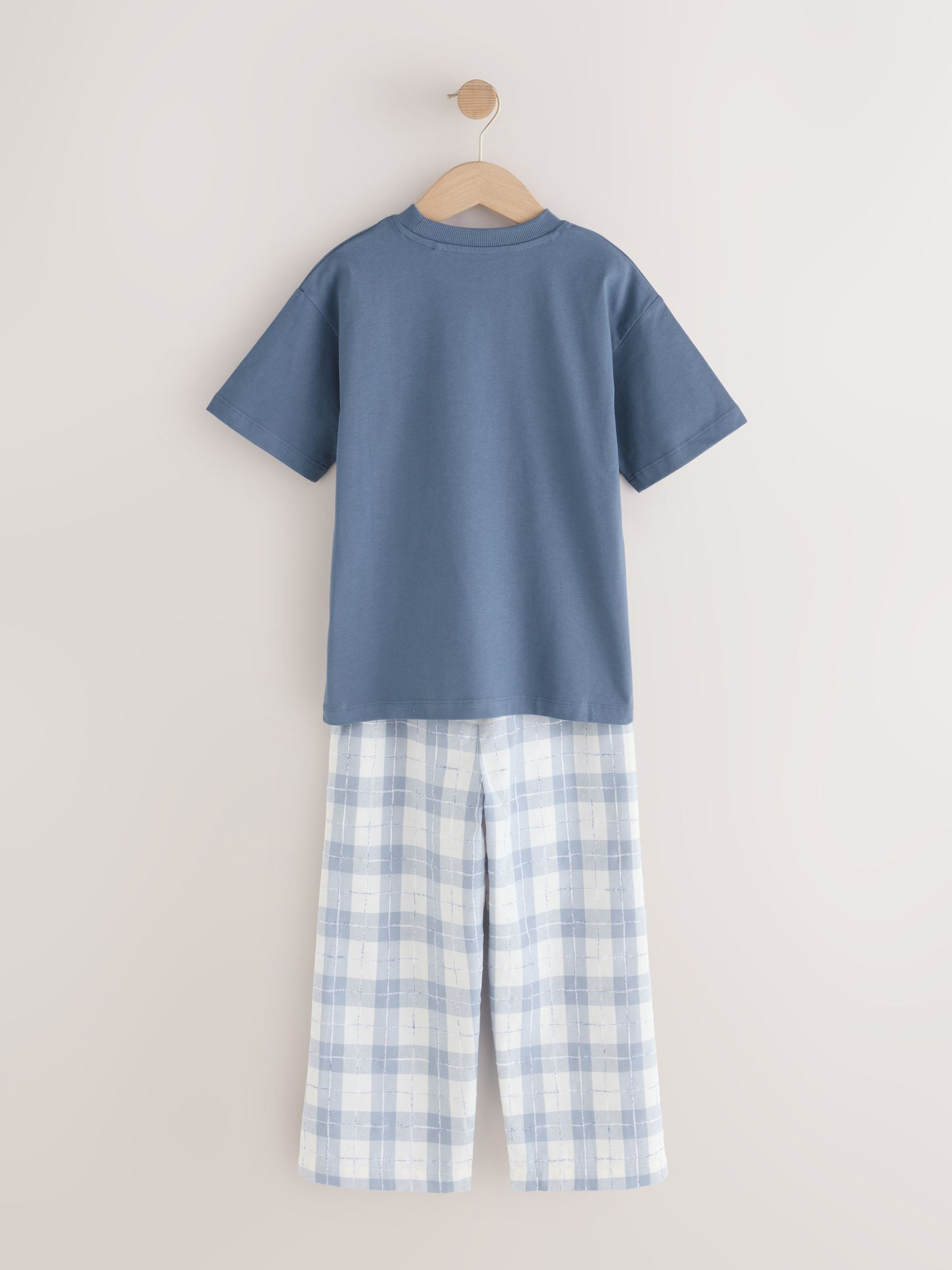 Blue/White Single Woven Check Pyjamas (1.5-16yrs) image 5
