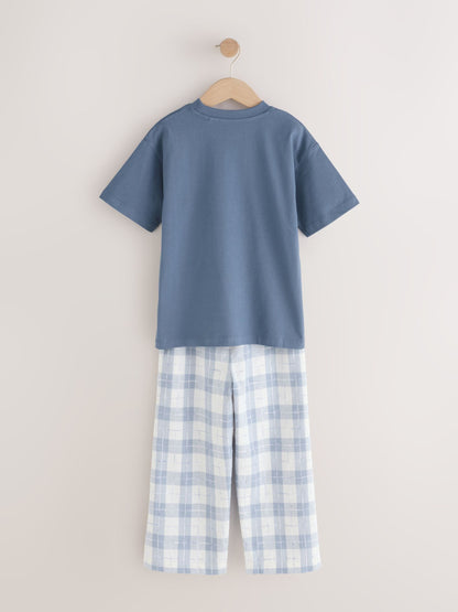 Blue/White Single Woven Check Pyjamas (1.5-16yrs) image 5