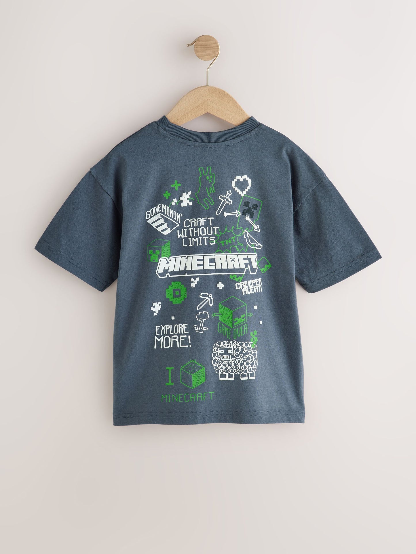 Dsiney Kidz - Charcoal Grey Back Print Single Minecraft T-Shirt (3-16yrs) image 2