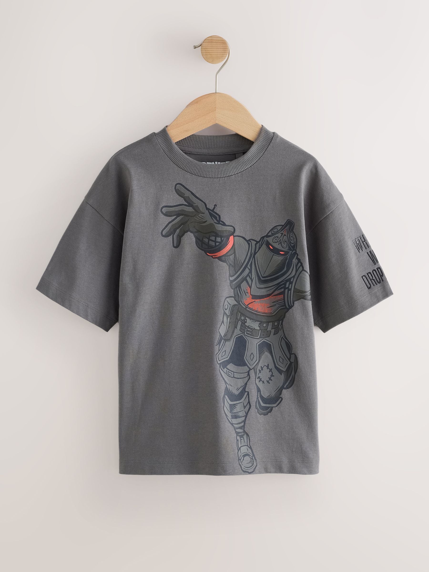 Dsiney Kidz - Charcoal Grey Fortnite Print Short Sleeved T-Shirt (4-16yrs) image 1