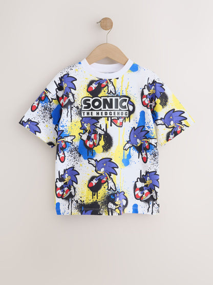 Dsiney Kidz - Ecru Graffiti Sonic T-Shirt (3-16yrs) image 1