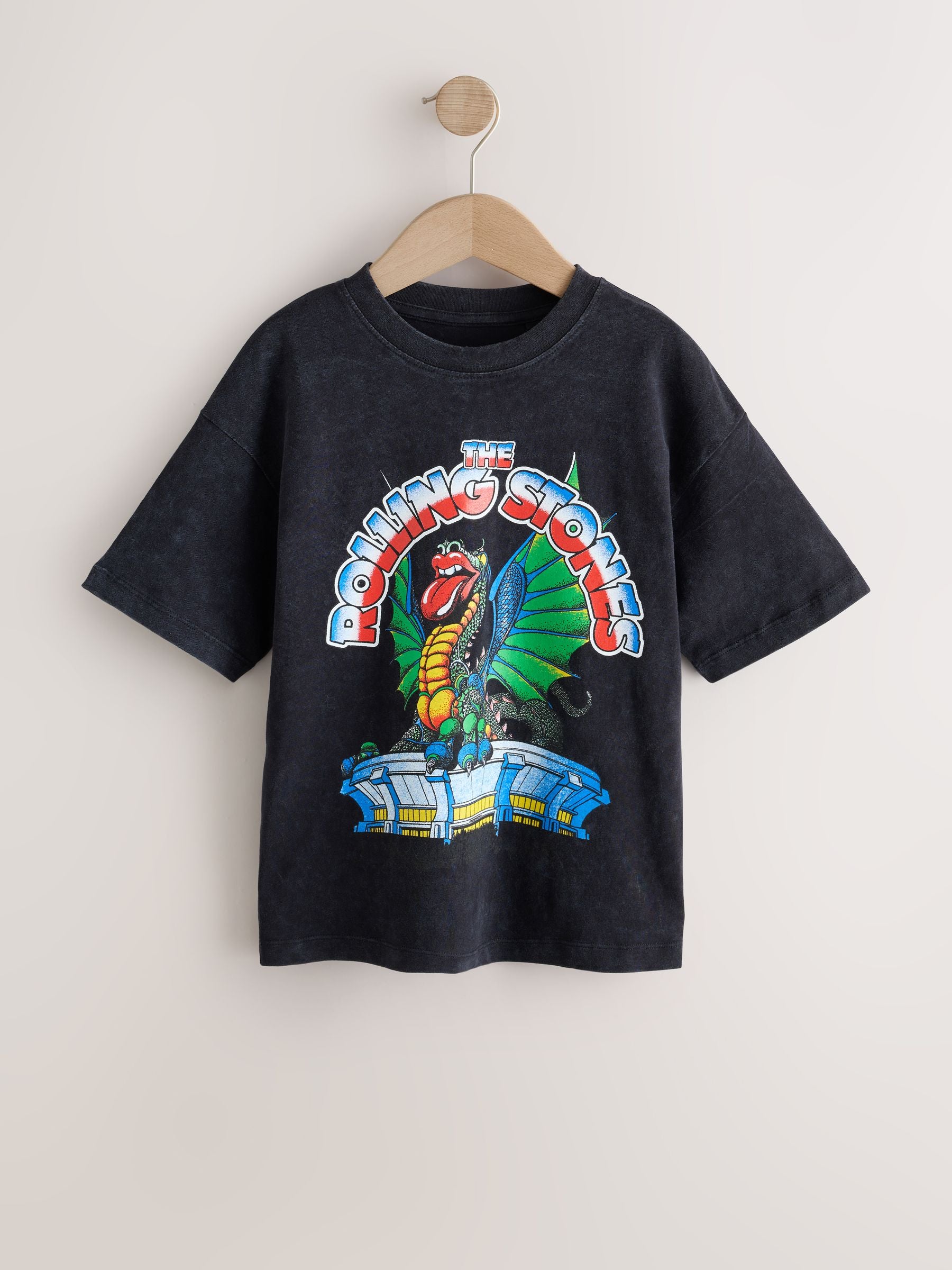 Dsiney Kidz - Black Washed Rolling Stones Band T-Shirt (3-16yrs) image 1