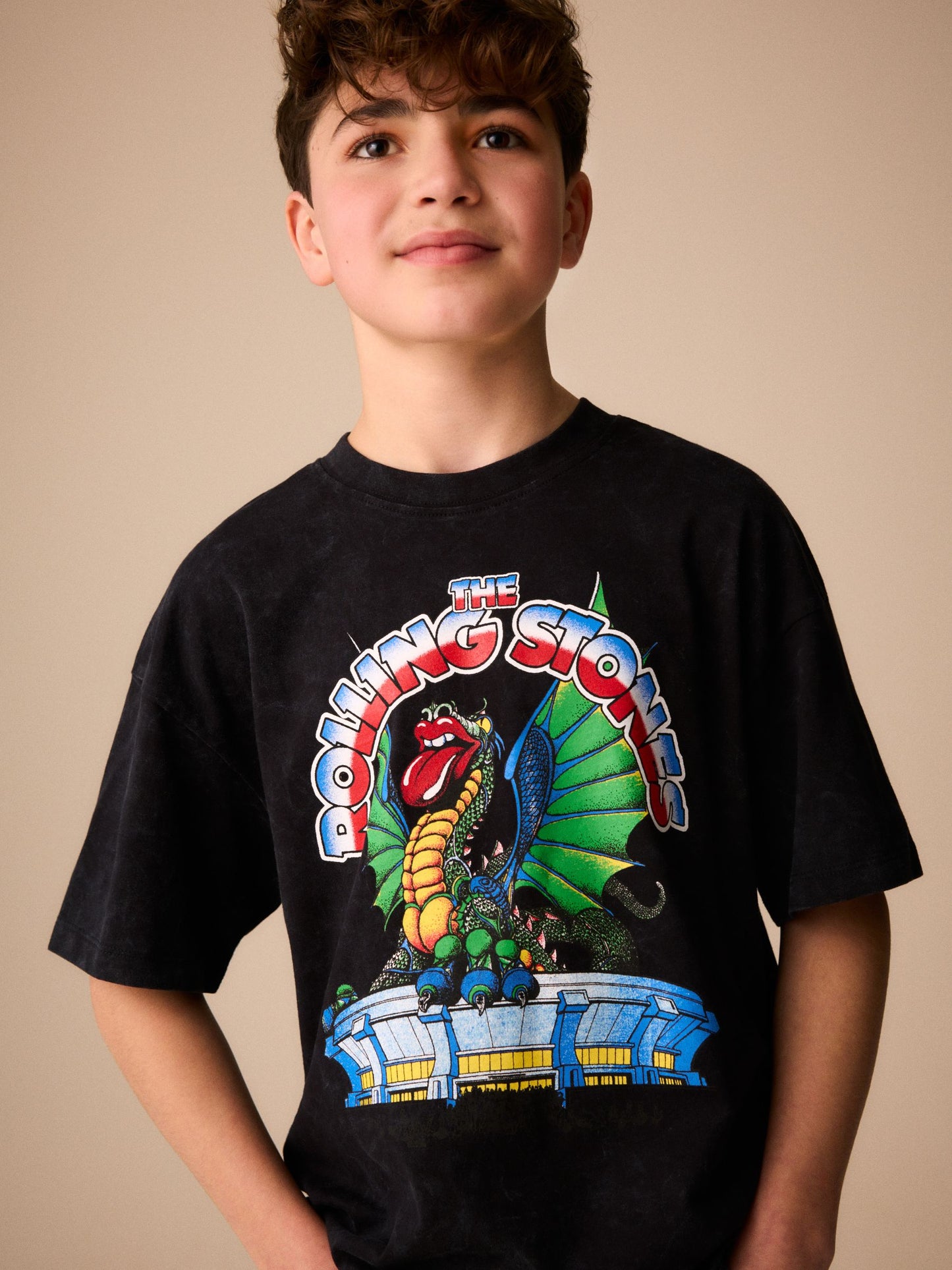 Dsiney Kidz - Black Washed Rolling Stones Band T-Shirt (3-16yrs) image 2