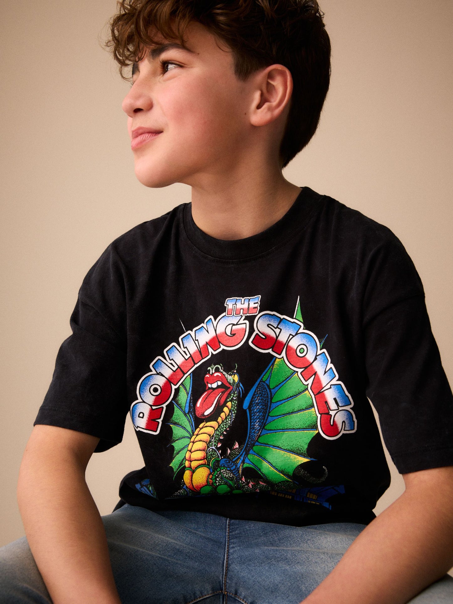 Dsiney Kidz - Black Washed Rolling Stones Band T-Shirt (3-16yrs) image 4