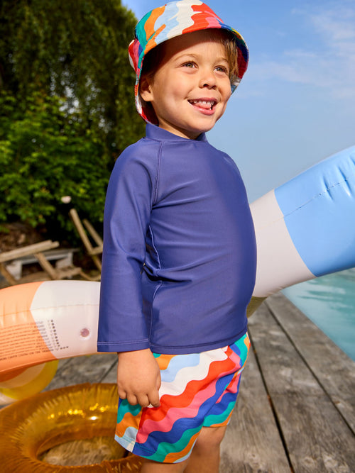 JoJo Maman Bébé Multi-Coloured Wavy Stripe Swim Shorts image 1