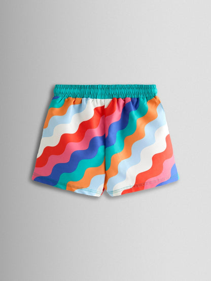 JoJo Maman Bébé Multi-Coloured Wavy Stripe Swim Shorts image 3