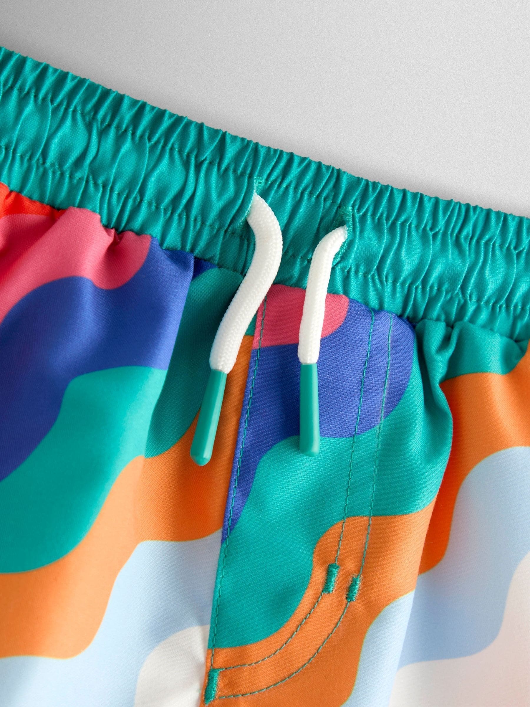 JoJo Maman Bébé Multi-Coloured Wavy Stripe Swim Shorts image 4