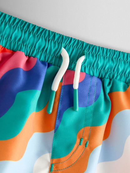 JoJo Maman Bébé Multi-Coloured Wavy Stripe Swim Shorts image 4
