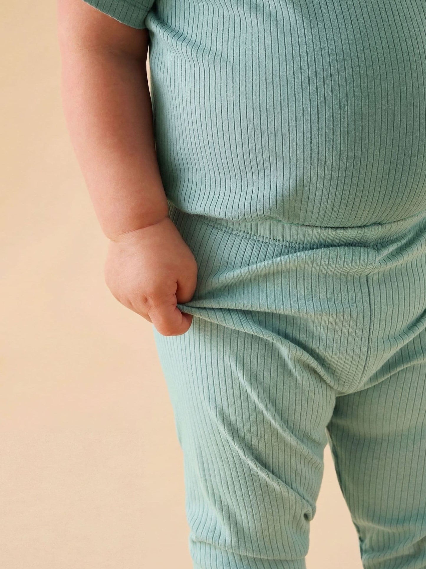 MORI Green Ribbed Stretch Comfy Baby Leggings image 2