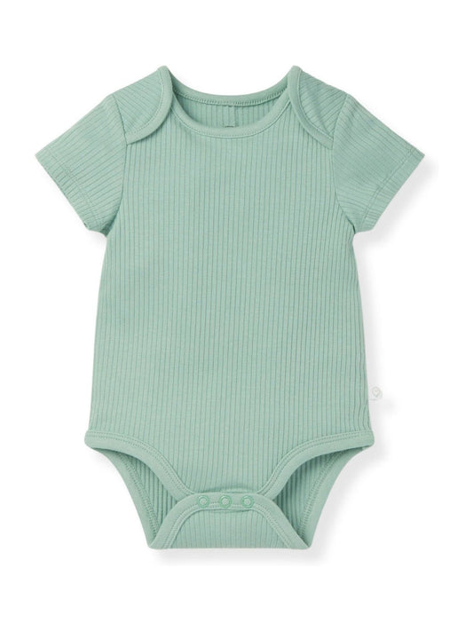 Dsiney Kidz - MORI Green Ribbed Stretch Short Sleeve Bodysuit image 2