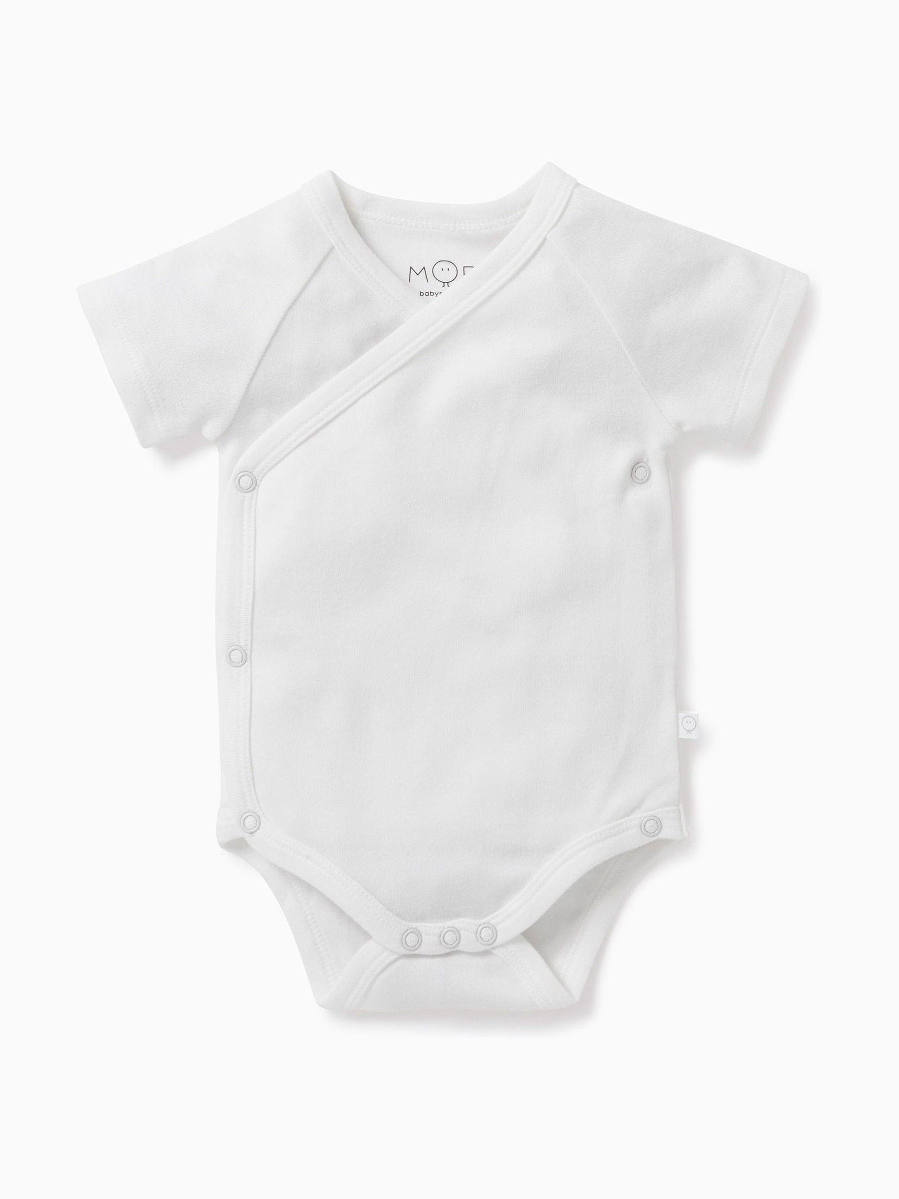 MORI White Short Sleeve Supersoft Kimono Bodysuit image 3