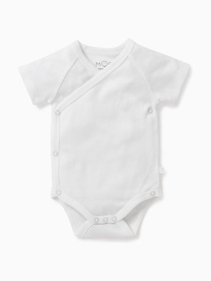 MORI White Short Sleeve Supersoft Kimono Bodysuit image 3