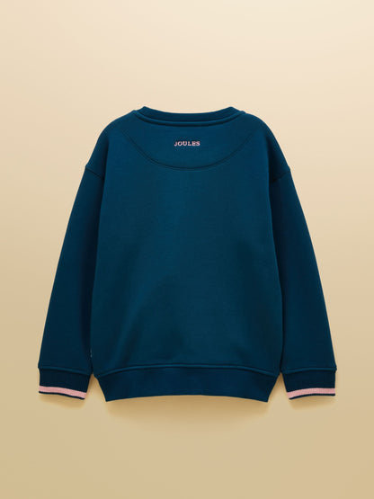 Joules Kids' Mackenzie Teal Blue Sweatshirt With Faux Fur Lining - image 2