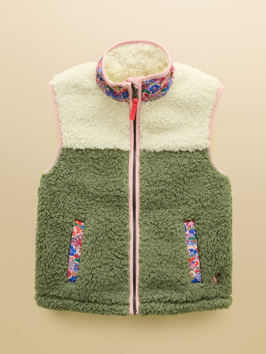 Dsiney Kidz - Joules Girls' Tilly Khaki Green Fleece Gilet image 1