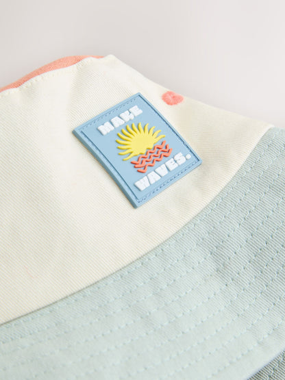 Rust Orange/Cream/Sage Green Colourblock Bucket Hat (3mths-10yrs) image 4