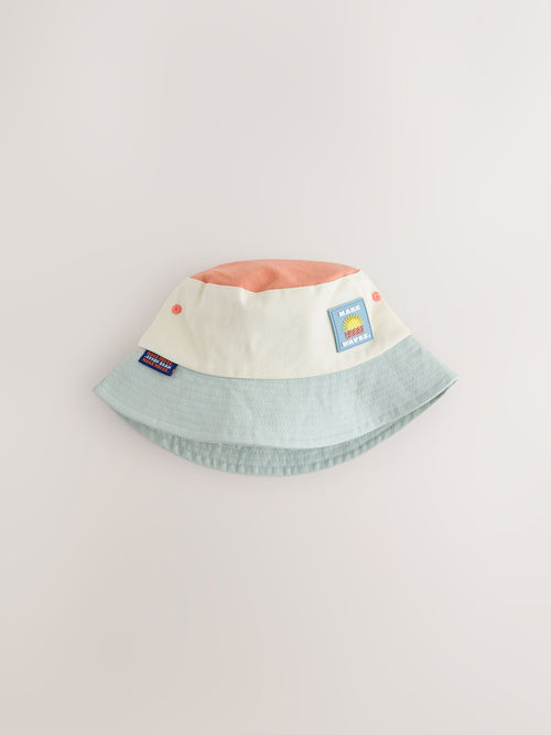 Rust Orange/Cream/Sage Green Colourblock Bucket Hat (3mths-10yrs) image 1