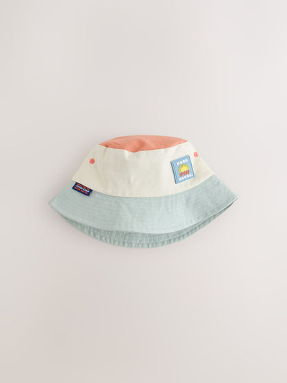 Rust Orange/Cream/Sage Green Colourblock Bucket Hat (3mths-10yrs) image 1