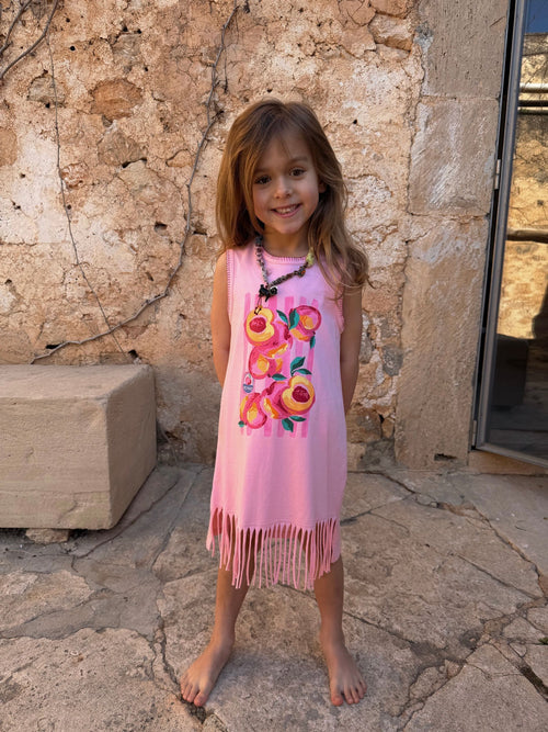 Never Fully Dressed Pink Fruit Fringe Dress image 1