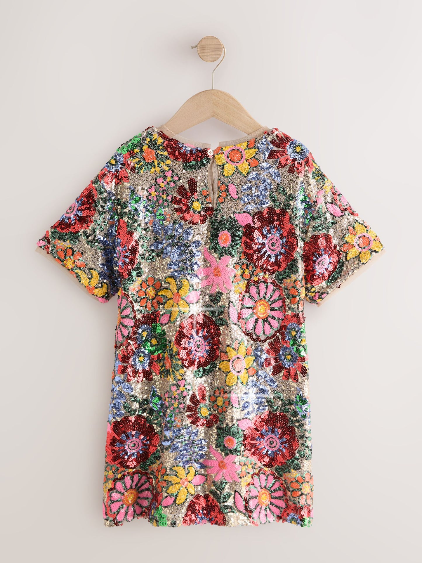 Multi Pink Floral Sequin T-Shirt Dress (3-16yrs) image 6