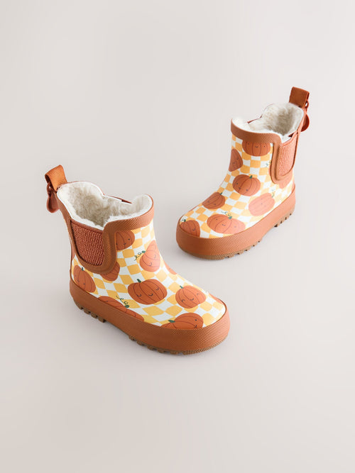 Orange Pumpkin Warm Lined Ankle Wellies image 1