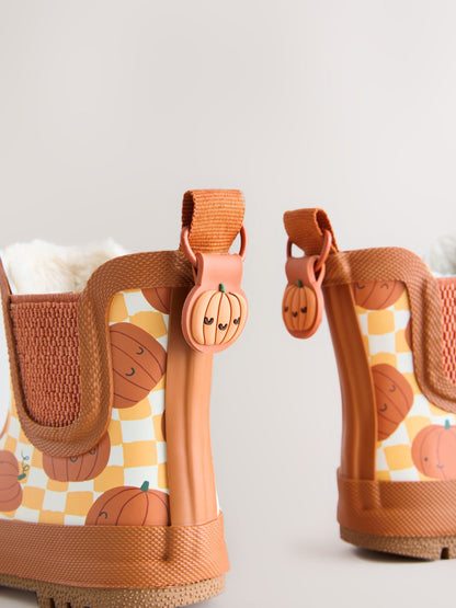 Orange Pumpkin Warm Lined Ankle Wellies image 3