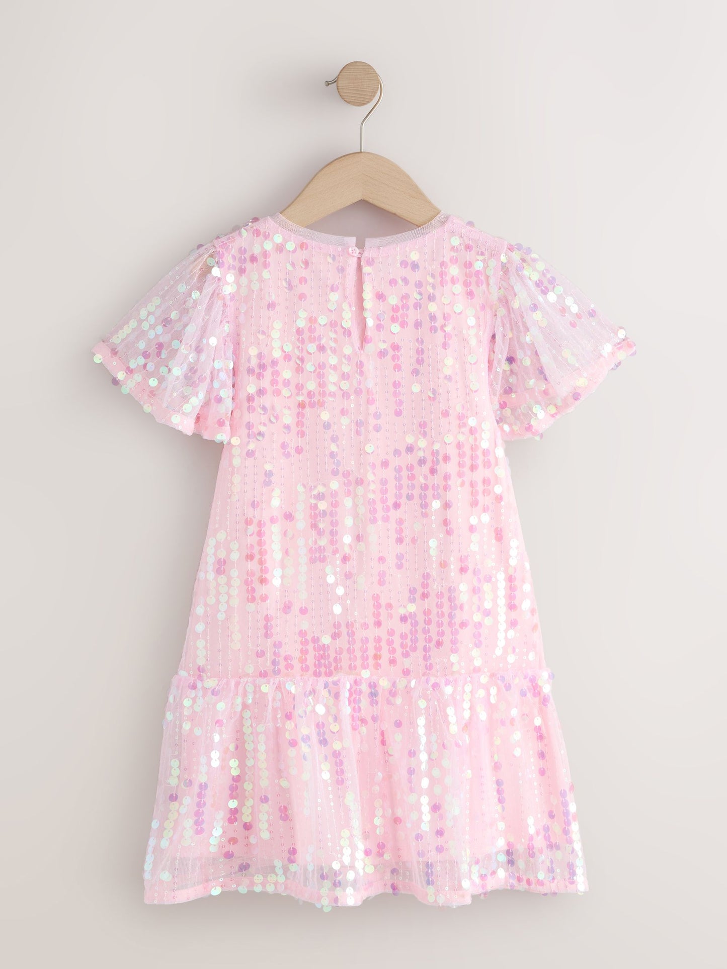 Pink Angel Sleeve Sequin Peplum Party Dress (3-16yrs) image 7